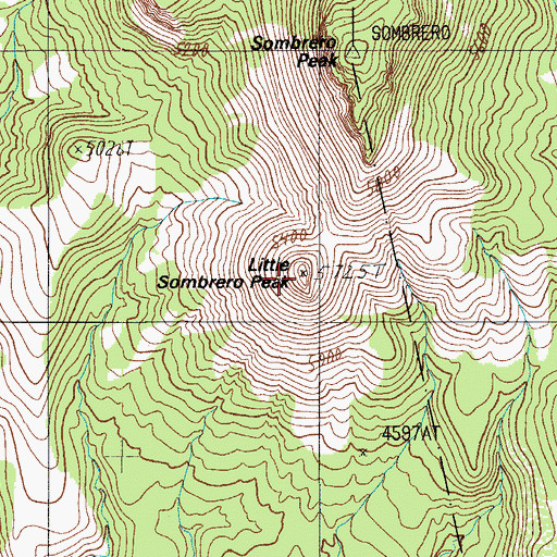 Topographic Map of Little Sombrero Peak, AZ