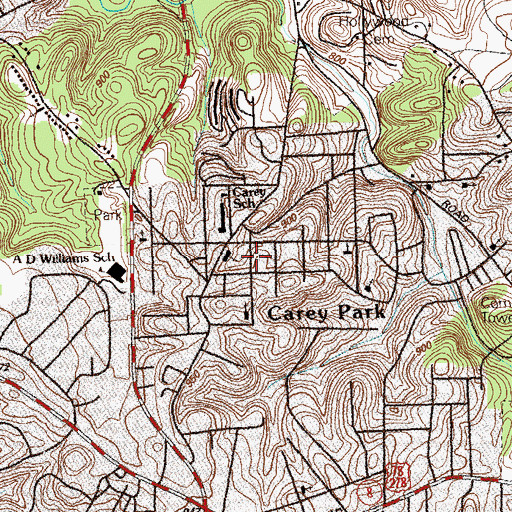 Topographic Map of Carey School, GA