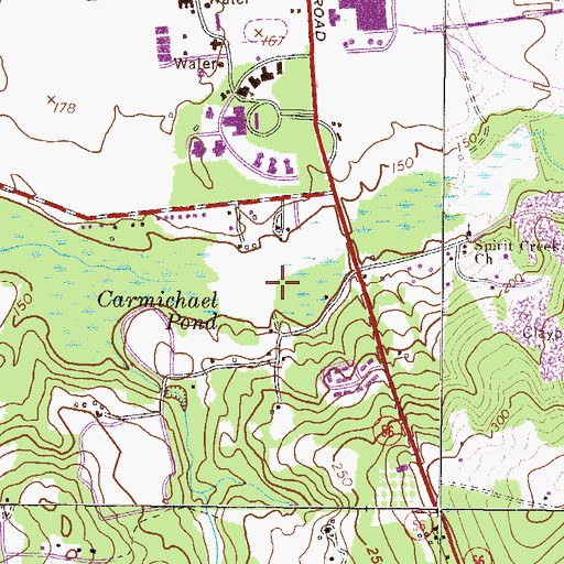 Topographic Map of Carmichael Pond, GA