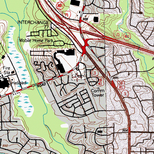 Topographic Map of Carver Memorial Park Cemetery, GA