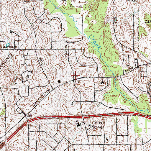 Topographic Map of Central Church, GA