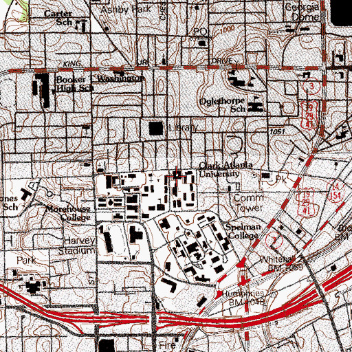 Topographic Map of Clark Atlanta University, GA