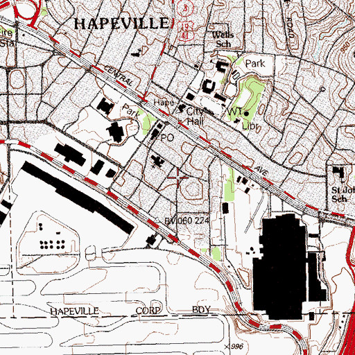 Topographic Map of College Street School, GA
