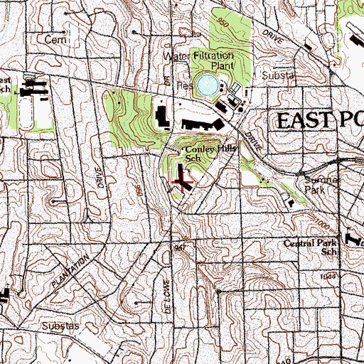 Topographic Map of Conley Hills Elementary School, GA