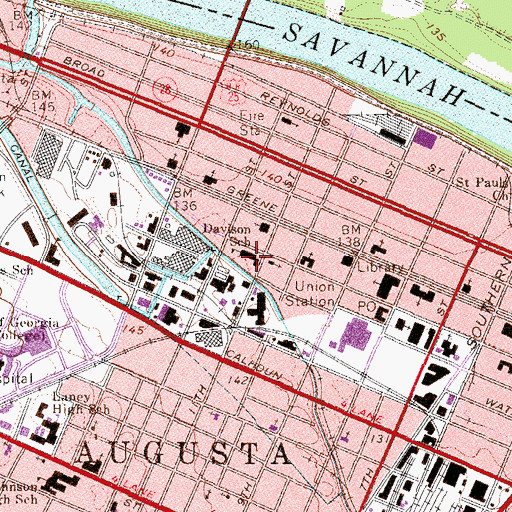 Topographic Map of Davison School, GA