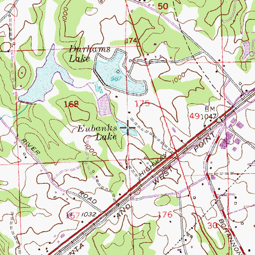 Topographic Map of Eubanks Lake, GA