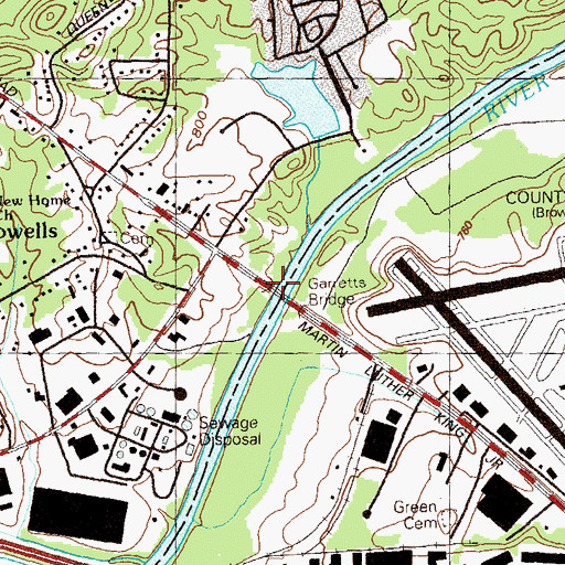 Topographic Map of Garretts Bridge, GA