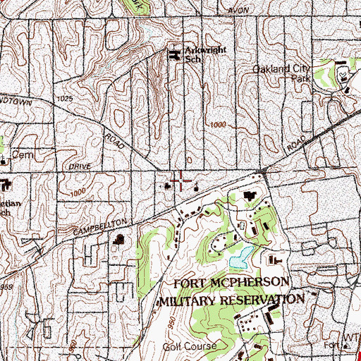 Topographic Map of Hillside Church, GA