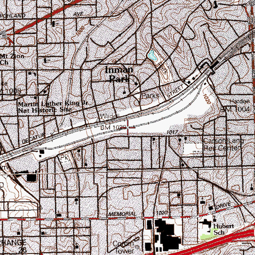 Topographic Map of Hulsey Yards, GA