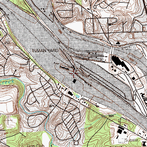 Topographic Map of Inman Yard, GA