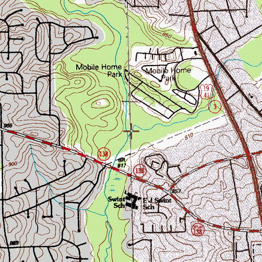 Topographic Map of Jester Creek, GA