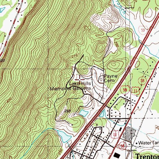 Topographic Map of Lake Hills Memorial Gardens, GA