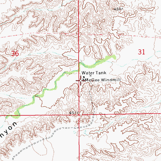 Topographic Map of McGee Windmill, AZ