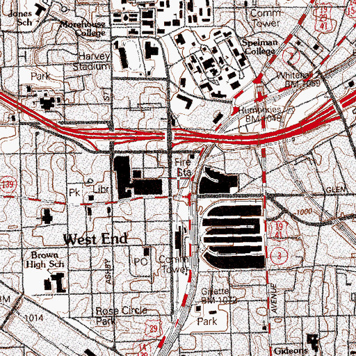 Topographic Map of Lee Street School, GA
