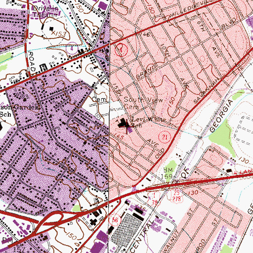 Topographic Map of Levi White School, GA