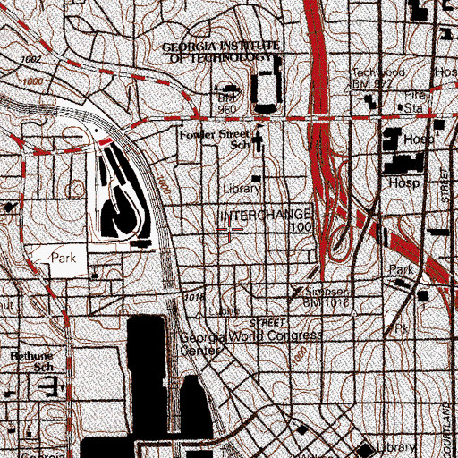 Topographic Map of Luckie Street School, GA