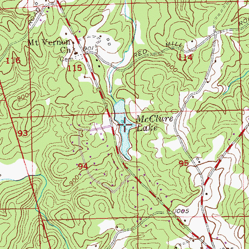 Topographic Map of McClure Lake, GA