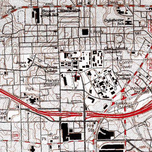 Topographic Map of Morehouse College, GA