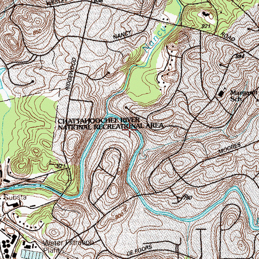 Topographic Map of Nancy Creek, GA
