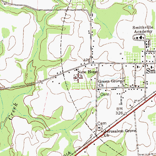Topographic Map of New Hope Church, GA