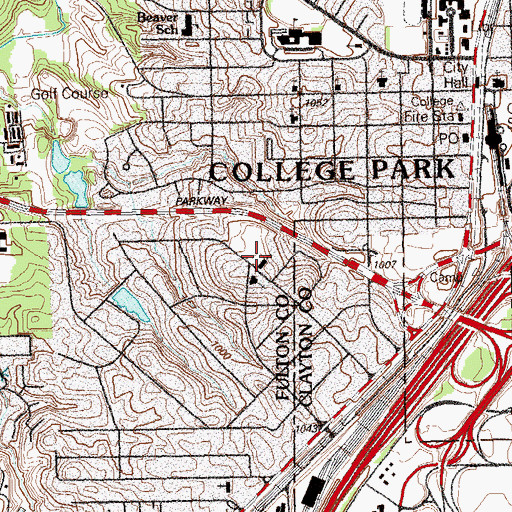 Topographic Map of Newton Estates School, GA