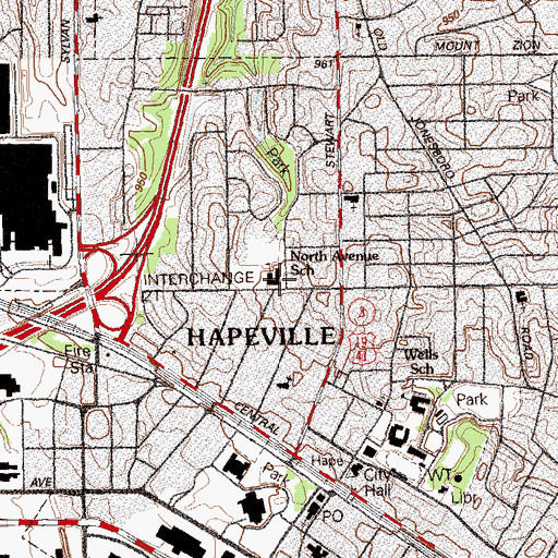 Topographic Map of North Avenue School, GA