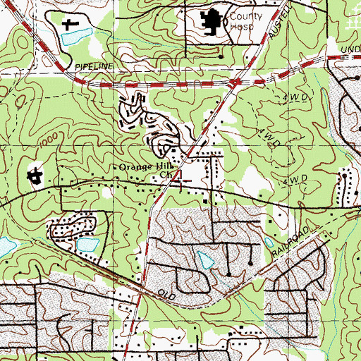 Topographic Map of Orange Hill Church, GA