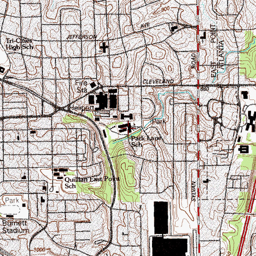 Topographic Map of Parklane Elementary School, GA