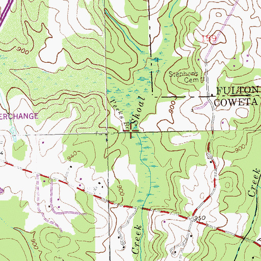 Topographic Map of Peeks Branch Shoal Creek, GA