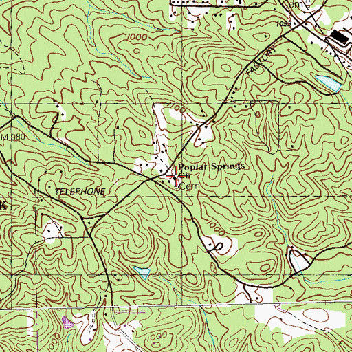 Topographic Map of Poplar Springs Church, GA