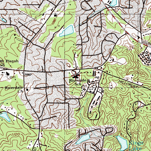 Topographic Map of Riverside School, GA