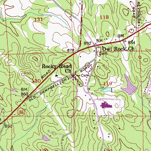 Topographic Map of Rocky Head Church, GA