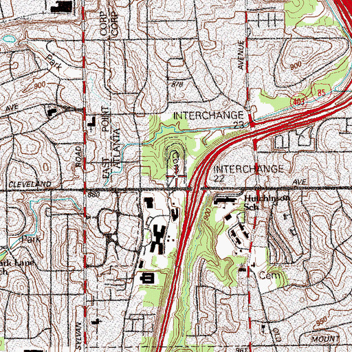 Topographic Map of Roseland Cemetery, GA
