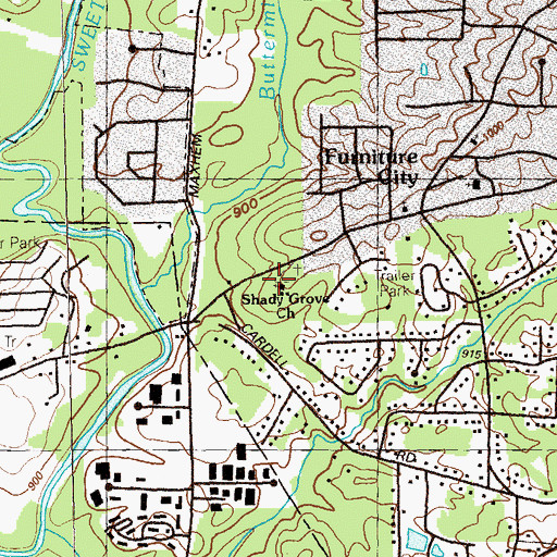 Topographic Map of Shady Grove Church, GA