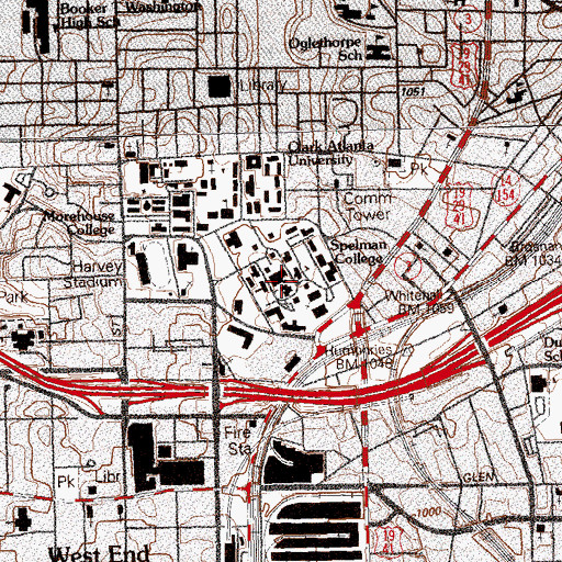Topographic Map of Spelman College, GA