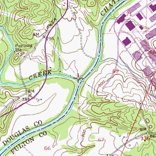 Topographic Map of Sweetwater Creek, GA