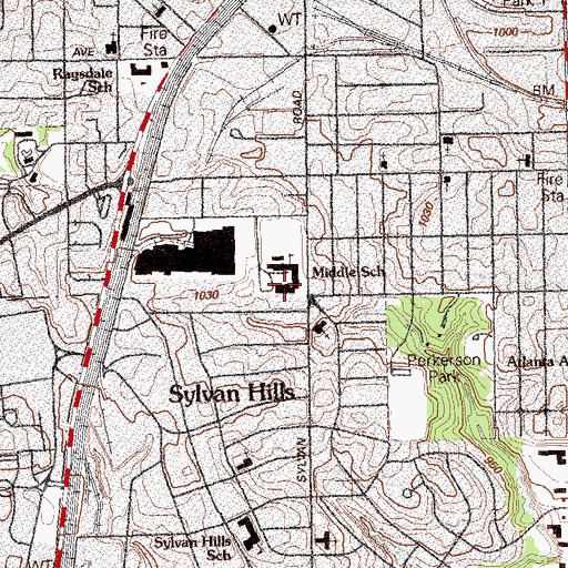 Topographic Map of Sylvan Hills Middle School, GA