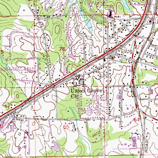 Topographic Map of Union Grove Church, GA