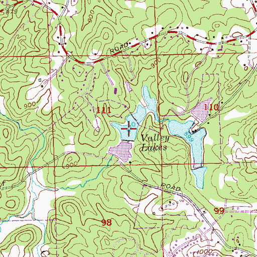 Topographic Map of Valley Lakes, GA