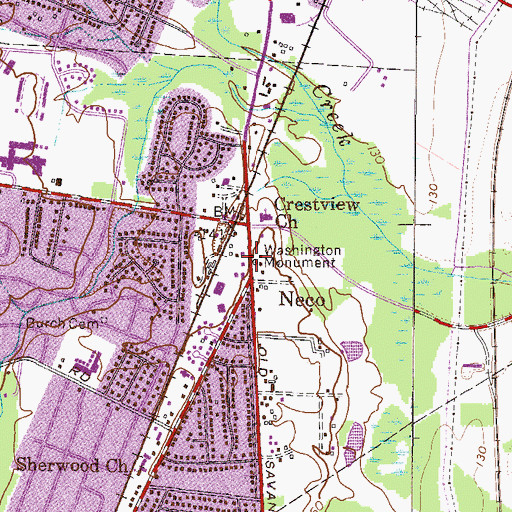 Topographic Map of Washington Monument, GA