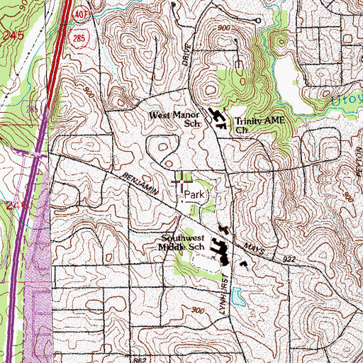 Topographic Map of Westmanor Park, GA