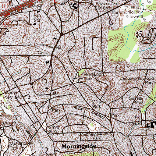 Topographic Map of Wildwood Park, GA