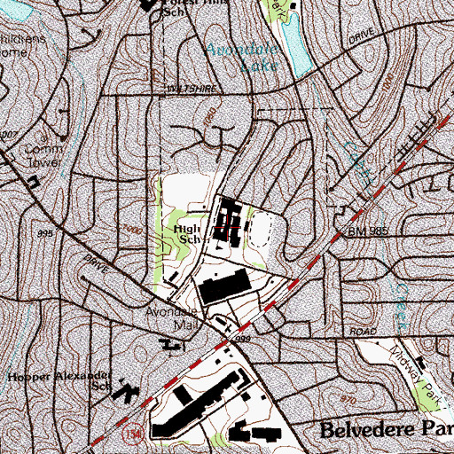 Topographic Map of Avondale High School, GA