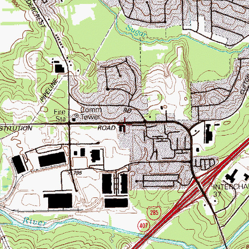 Topographic Map of Boulder Crest School, GA