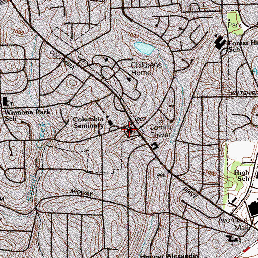 Topographic Map of Columbia Thelogical Seminary, GA
