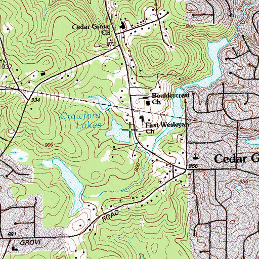 Topographic Map of Crawford Lakes, GA