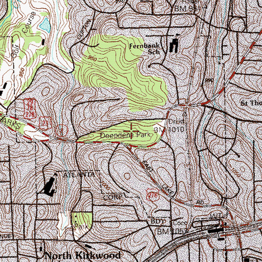 Topographic Map of Deepdene Park, GA