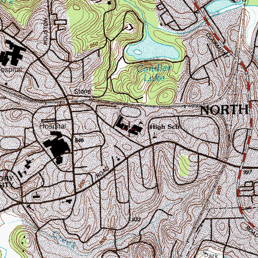 Topographic Map of Druid Hills High School, GA