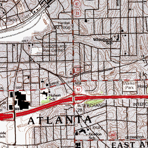 Topographic Map of East Atlanta Church, GA