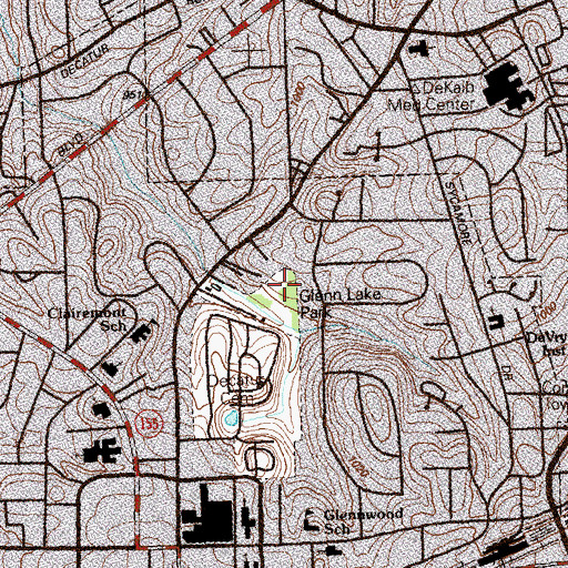 Topographic Map of Glenn Lake Park, GA